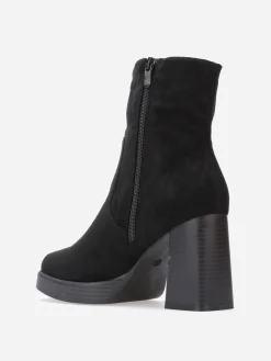 La Modeuse Bottines en suédine à bout et talon carrés Noir