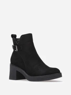 Best La Modeuse Bottines en suédine à bride et boucle métallique Noir