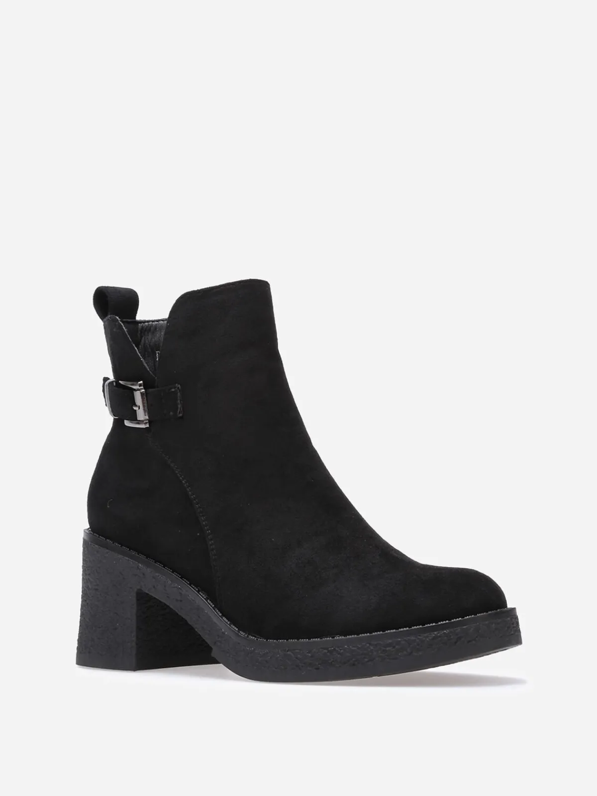 Best La Modeuse Bottines en suédine à bride et boucle métallique Noir