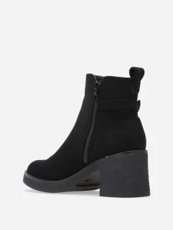 Best La Modeuse Bottines en suédine à bride et boucle métallique Noir