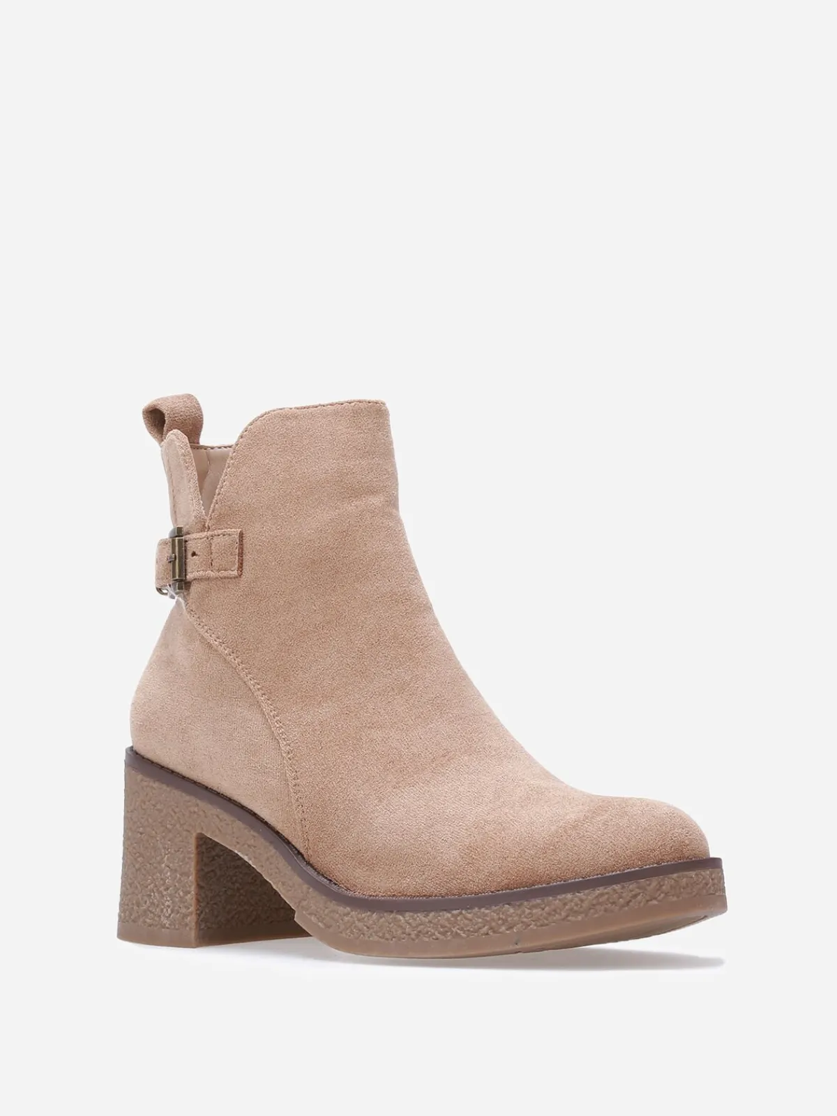 Clearance La Modeuse Bottines en suédine à bride et boucle métallique Taupe