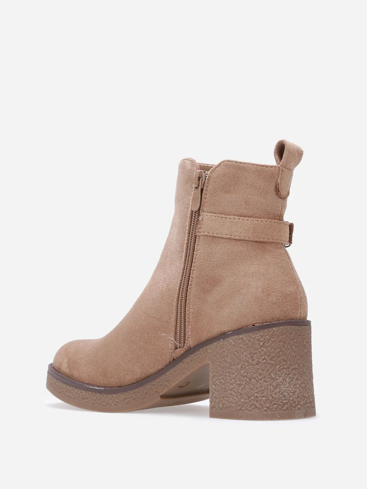 Clearance La Modeuse Bottines en suédine à bride et boucle métallique Taupe