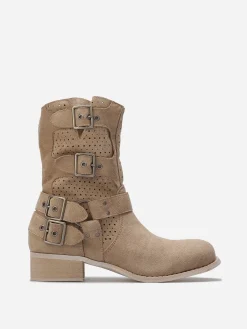 La Modeuse Bottines en suédine à sangles Taupe