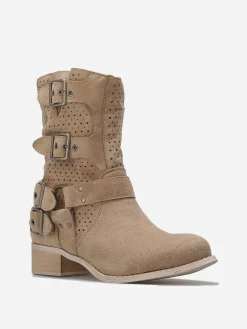 La Modeuse Bottines en suédine à sangles Taupe