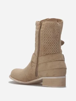 La Modeuse Bottines en suédine à sangles Taupe