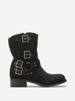 Sale La Modeuse Bottines en suédine à sangles Noir