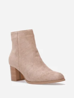 New La Modeuse Bottines en suédine à talon et bout rond Taupe