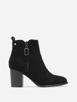 La Modeuse Bottines en suédine à zip décoratif Noir
