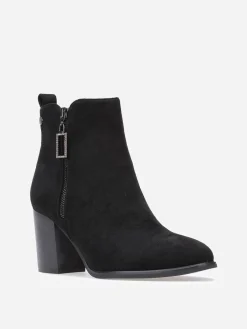 La Modeuse Bottines en suédine à zip décoratif Noir