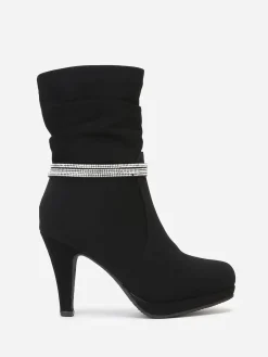 Online La Modeuse Bottines mattes à strass Noir