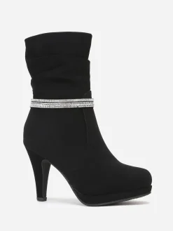 Online La Modeuse Bottines mattes à strass Noir