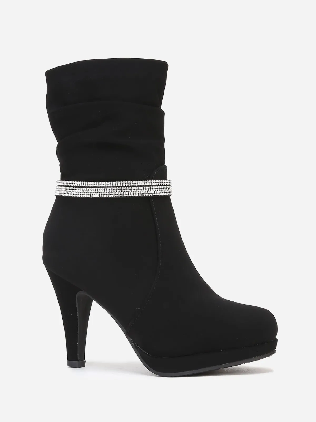 Online La Modeuse Bottines mattes à strass Noir