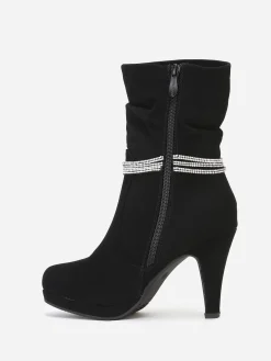 Online La Modeuse Bottines mattes à strass Noir