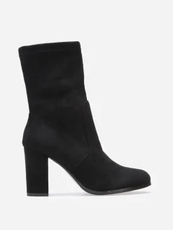 Hot La Modeuse Bottines montantes en suédine à talon Noir