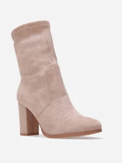 Online La Modeuse Bottines montantes en suédine à talon Taupe