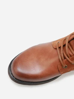 Discount La Modeuse Bottines multi-matières à lacets Camel