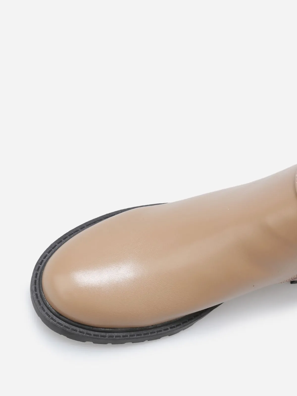 Sale La Modeuse Bottines plates bi-matière à boucle dorée Taupe