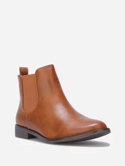 Best La Modeuse Bottines plates chelsea en simili Camel