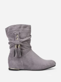 La Modeuse Bottines plissées et compensées à pampilles Gris