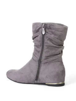 La Modeuse Bottines plissées et compensées à pampilles Gris
