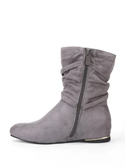 La Modeuse Bottines plissées et compensées à pampilles Gris