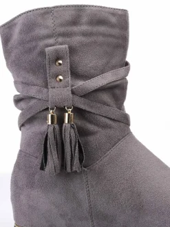 La Modeuse Bottines plissées et compensées à pampilles Gris