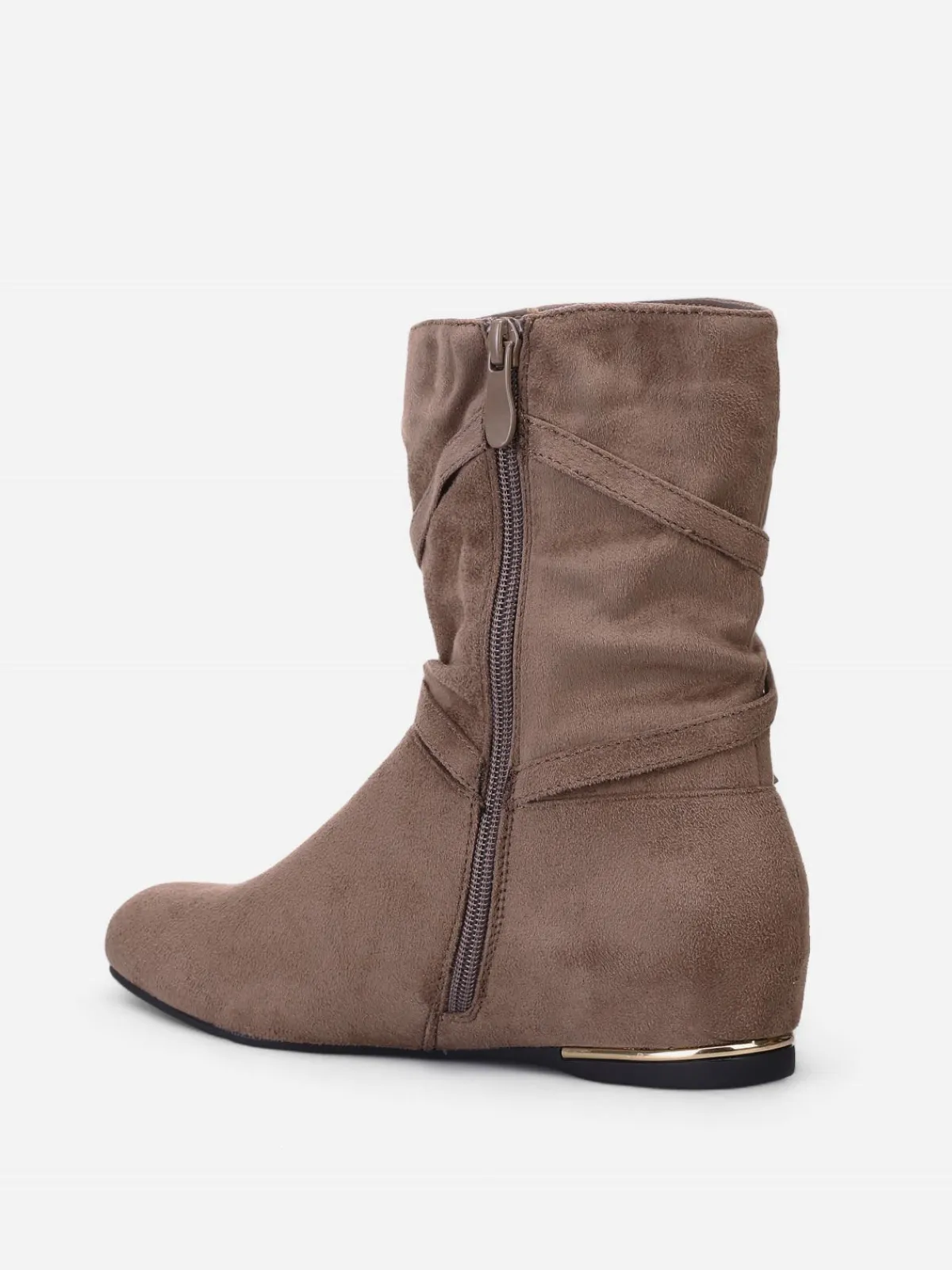 Outlet La Modeuse Bottines plissées et compensées à pampilles Taupe
