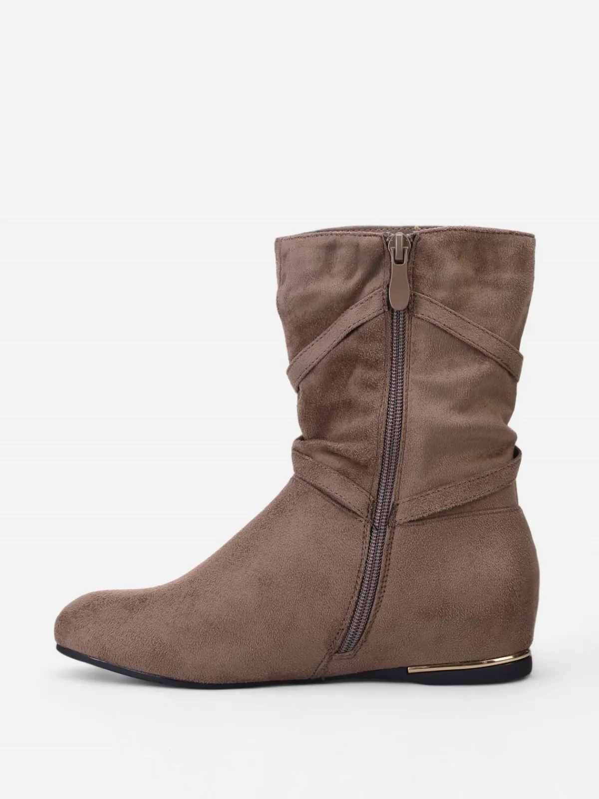 Outlet La Modeuse Bottines plissées et compensées à pampilles Taupe