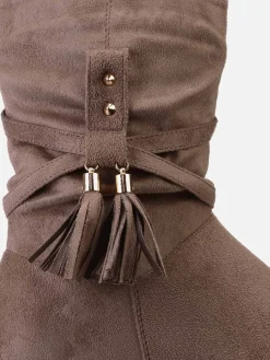 Outlet La Modeuse Bottines plissées et compensées à pampilles Taupe
