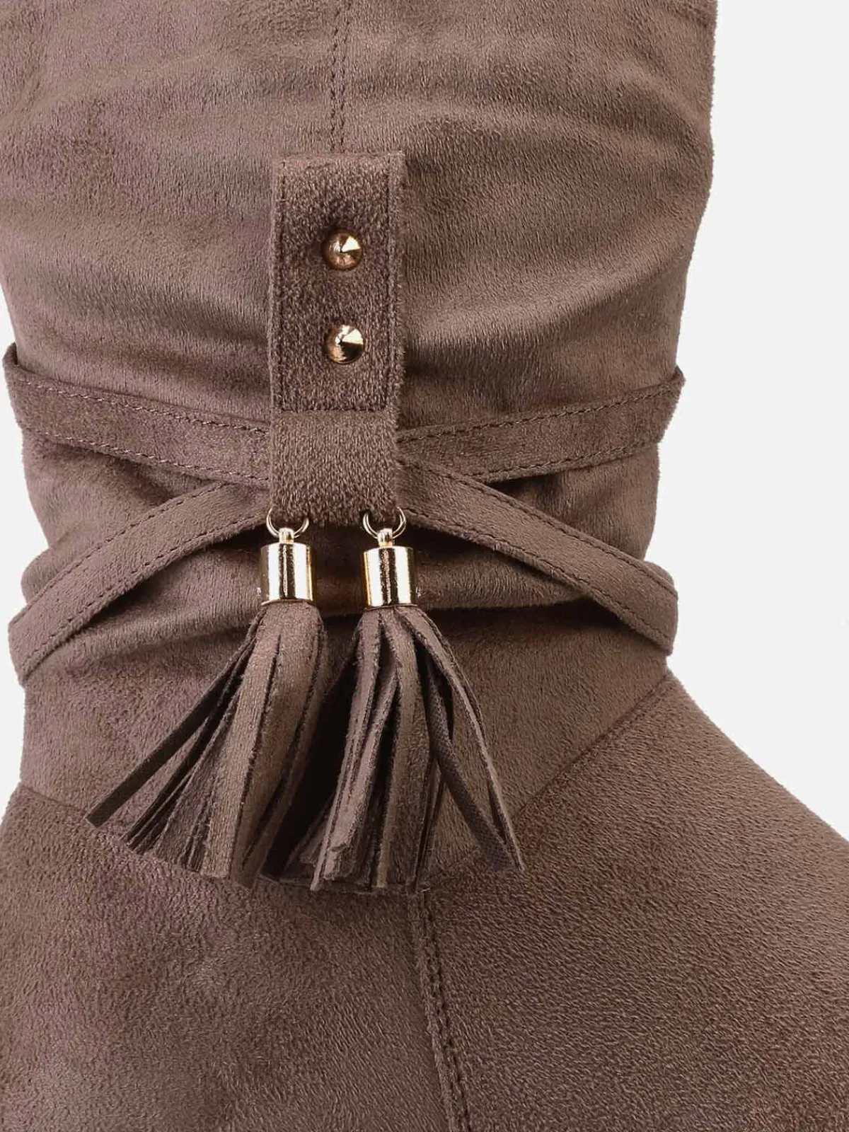 Outlet La Modeuse Bottines plissées et compensées à pampilles Taupe