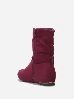 New La Modeuse Bottines plissées et compensées à pampilles Bordeaux