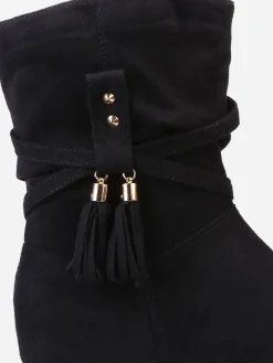 La Modeuse Bottines plissées et compensées à pampilles Noir