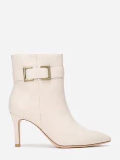 Best La Modeuse Bottines pointues à boucle métallique Beige