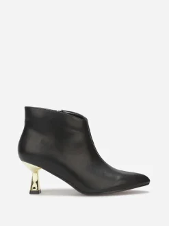 Sale La Modeuse Bottines pointues à petit talon métallique Noir