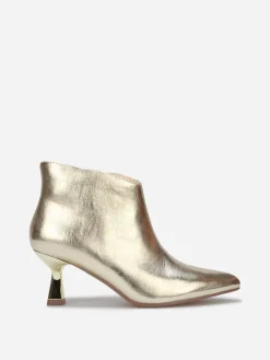 Clearance La Modeuse Bottines pointues à petit talon métallique Doré