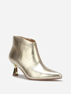 Clearance La Modeuse Bottines pointues à petit talon métallique Doré