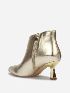 Clearance La Modeuse Bottines pointues à petit talon métallique Doré