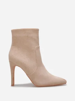 Discount La Modeuse Bottines pointues en suédine à talon aiguille Taupe