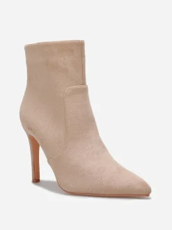 Discount La Modeuse Bottines pointues en suédine à talon aiguille Taupe