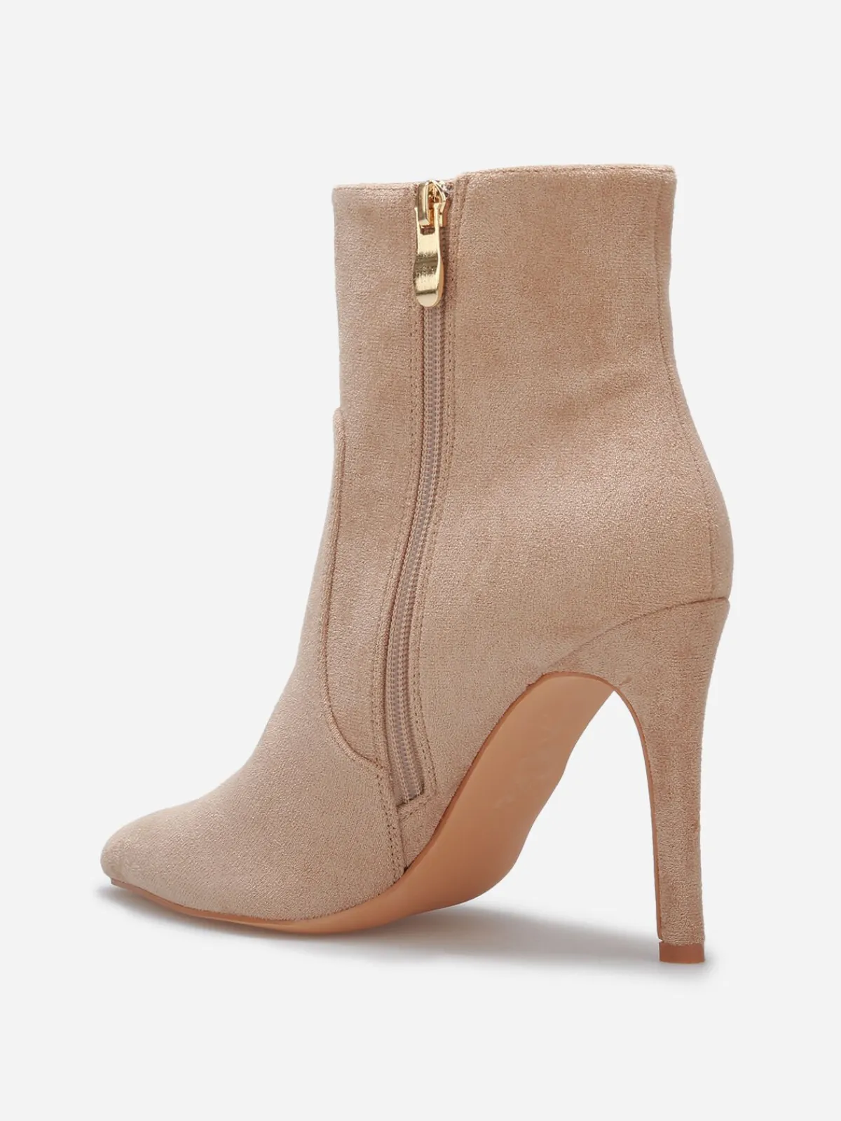 Discount La Modeuse Bottines pointues en suédine à talon aiguille Taupe