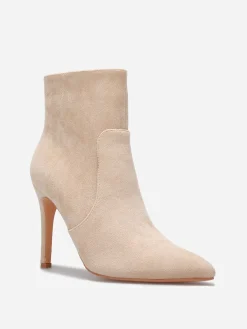 Hot La Modeuse Bottines pointues en suédine à talon aiguille Beige