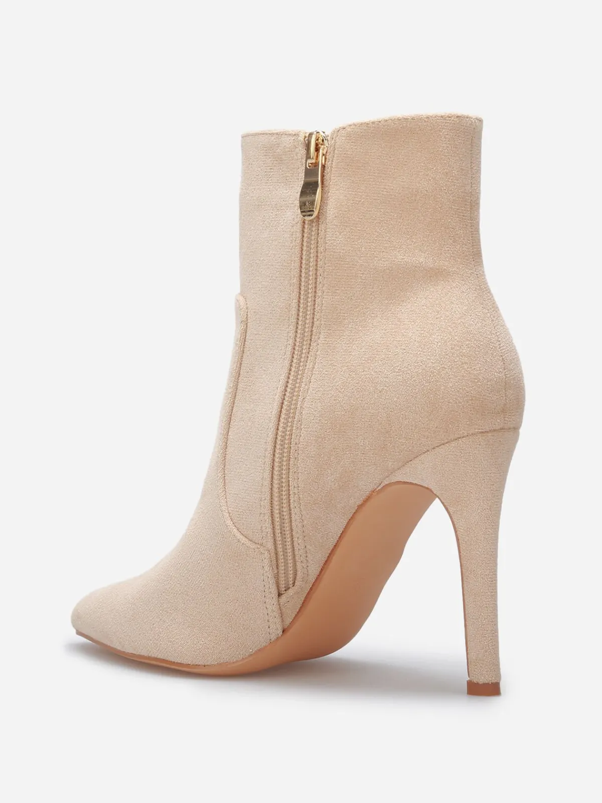 Hot La Modeuse Bottines pointues en suédine à talon aiguille Beige