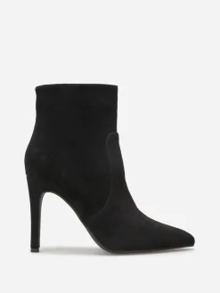 Clearance La Modeuse Bottines pointues en suédine à talon aiguille Noir