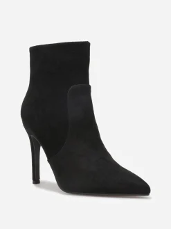 Clearance La Modeuse Bottines pointues en suédine à talon aiguille Noir