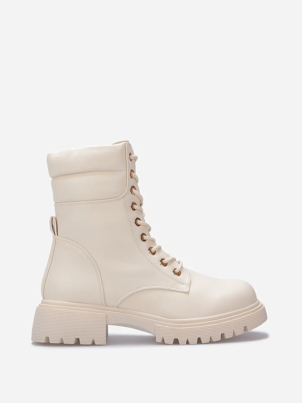 La Modeuse Bottines rangers à détail matelassé Beige