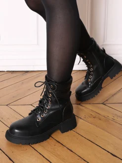 Best La Modeuse Bottines rangers à détail matelassé Noir