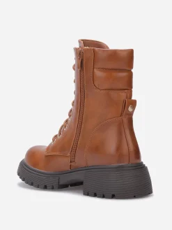 Online La Modeuse Bottines rangers à détail matelassé Camel