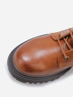 Online La Modeuse Bottines rangers à détail matelassé Camel