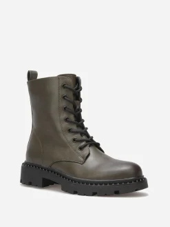La Modeuse Bottines rangers à semelle crantée Vert
