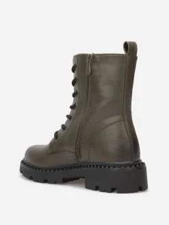 La Modeuse Bottines rangers à semelle crantée Vert